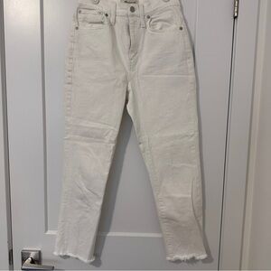 Madewell White The High Rise Slim Crop Boy Jean Size 24 Women’s Distressed Hem